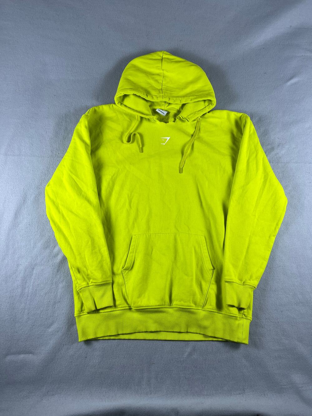 Gymshark Crest Hoodie Mens L Neon Yellow Logo Fleece Athleisure Sport Sweatshirt